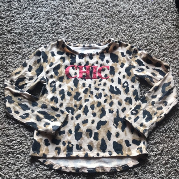365Kids Other - 365Kids Leopard Print Long Sleeve Top Red Glitter CHIC
